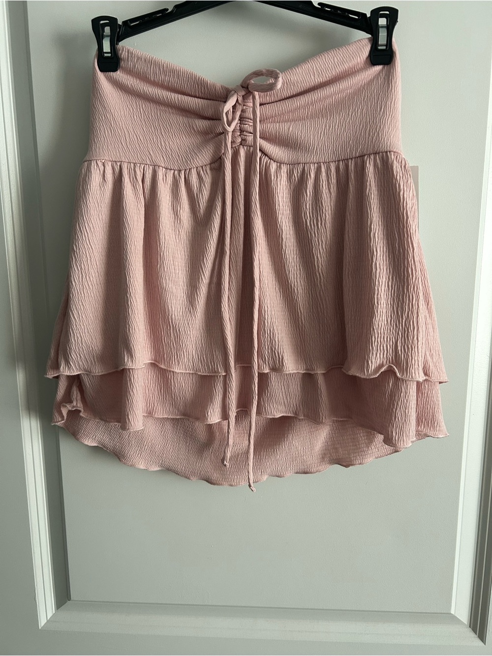 Tiered Light Pink Skater Skirt with Tie